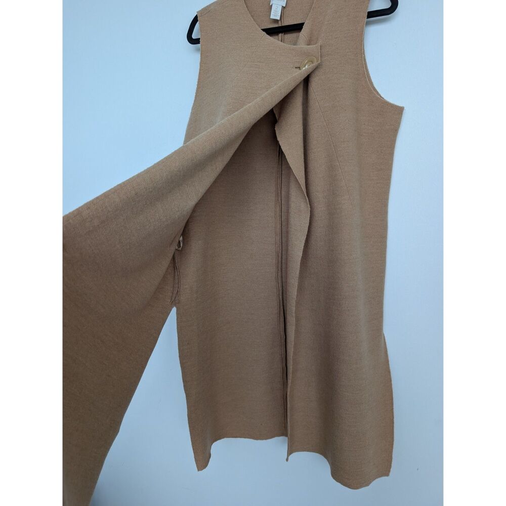 Chico's Wool Sleeveless Wrap Longline Duster Tan Cardigan Sz Chico's 2/L - Picture 7 of 16